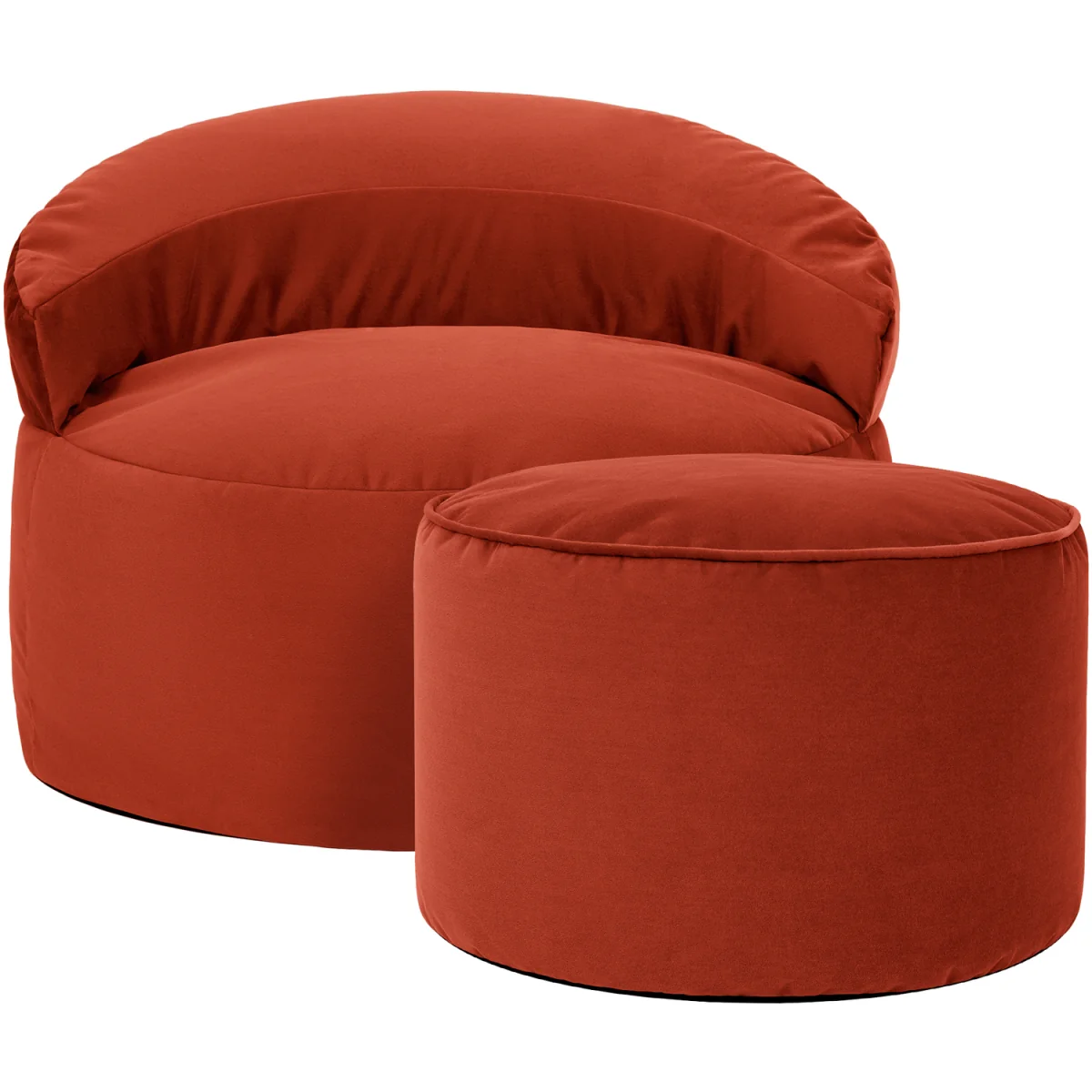 icon Orb Accent Chair and Milano Round Footstool Matt Velvet, Spicy Terracotta - Terracotta – image 5