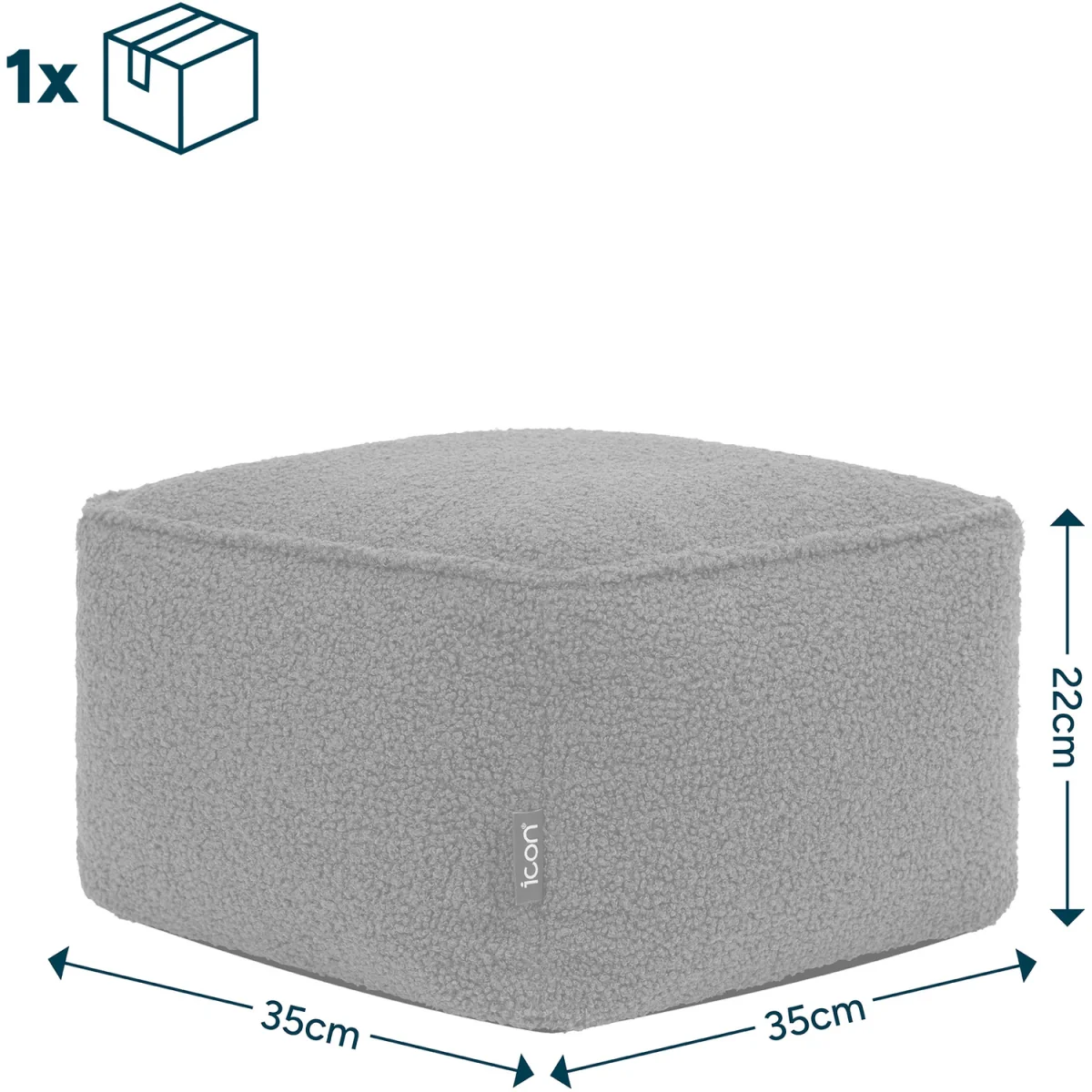 icon Amara Boucle Square Footstool Bean Bag, Cream - Cream – image 3