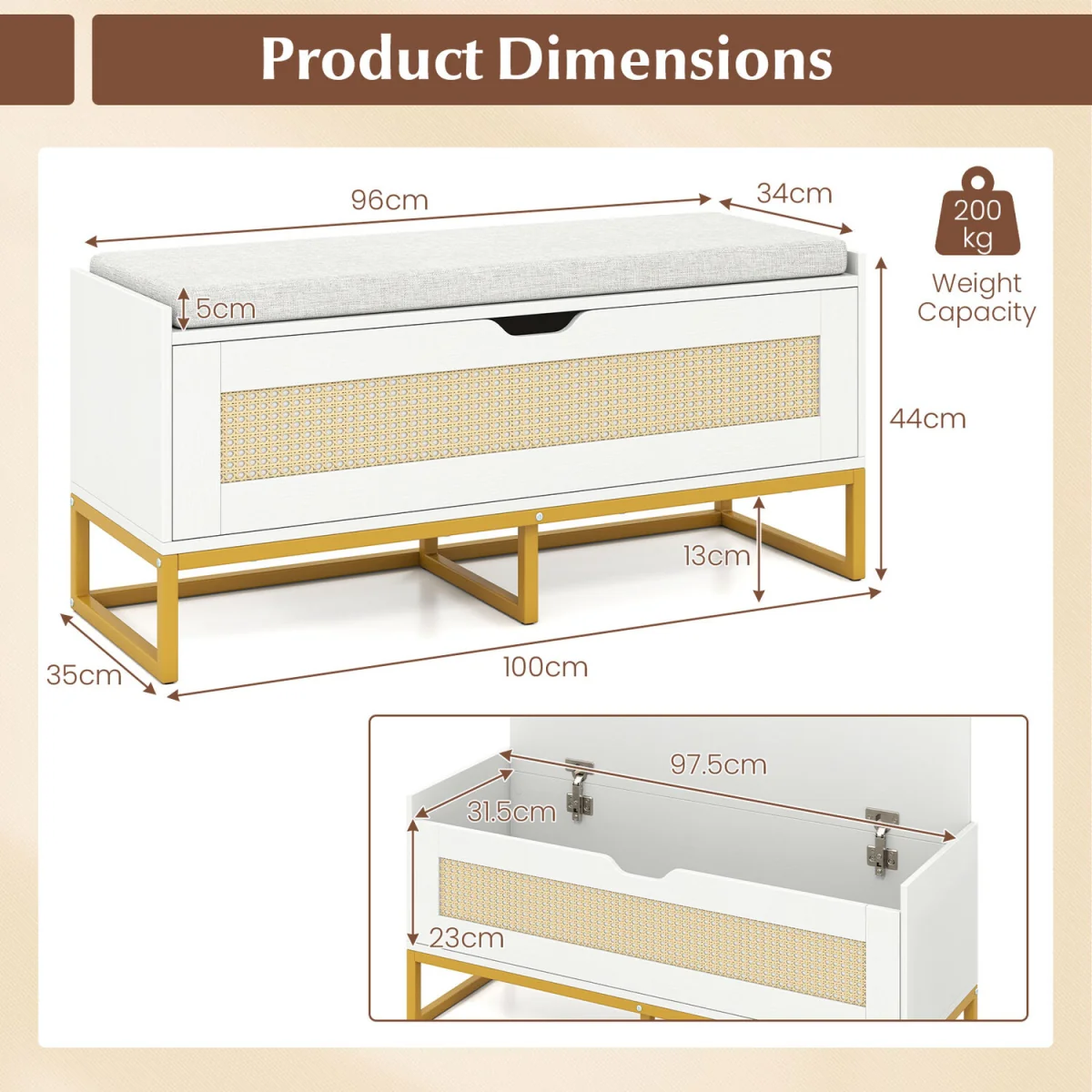 Rattan Storage Chest - White – image 2