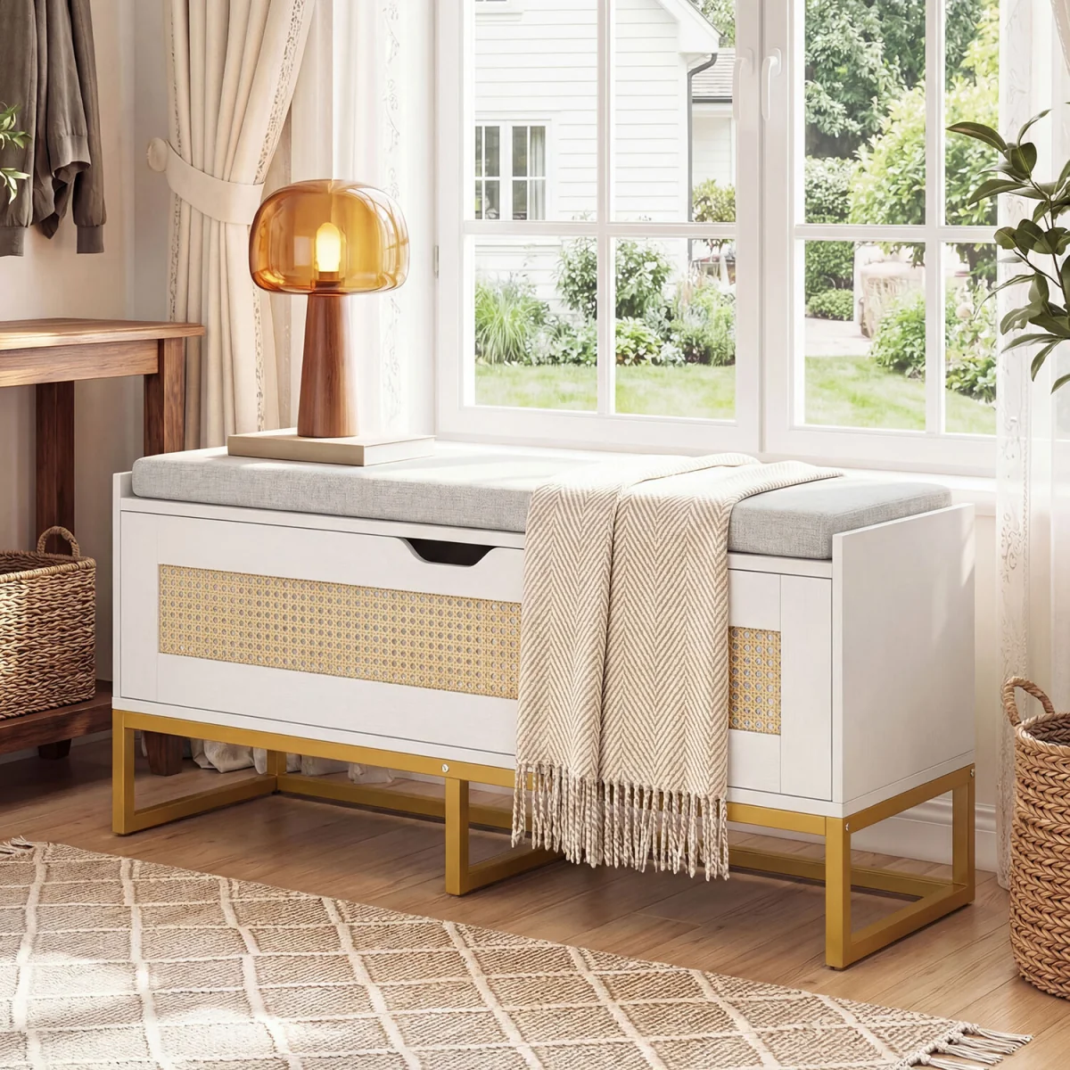 Rattan Storage Chest - White – image 4