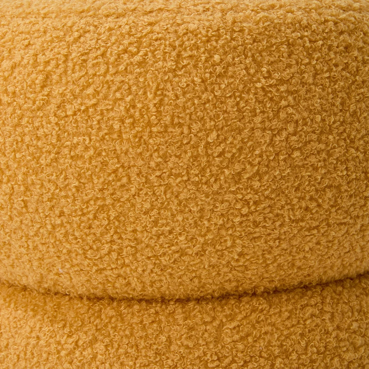 Soft Round Teddy Fleece Footstool - Yellow – image 2