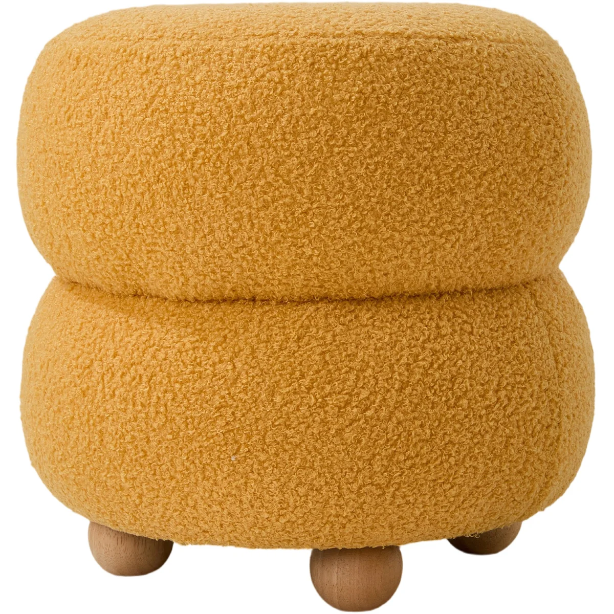 Soft Round Teddy Fleece Footstool - Yellow – image 4