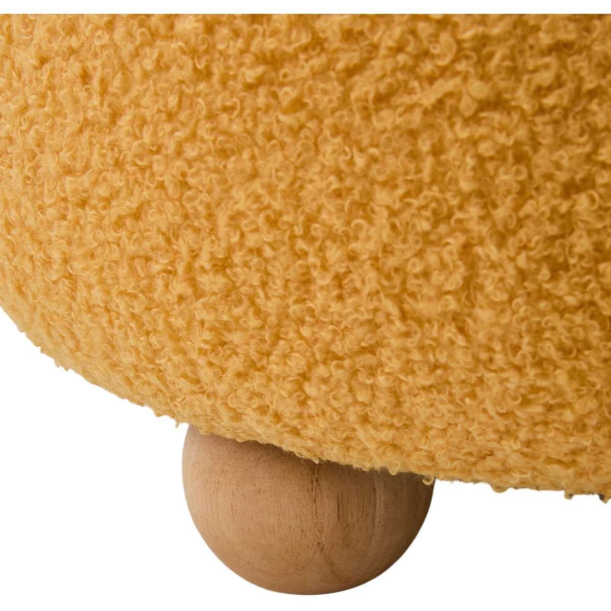 Soft Round Teddy Fleece Footstool - Yellow – image 5