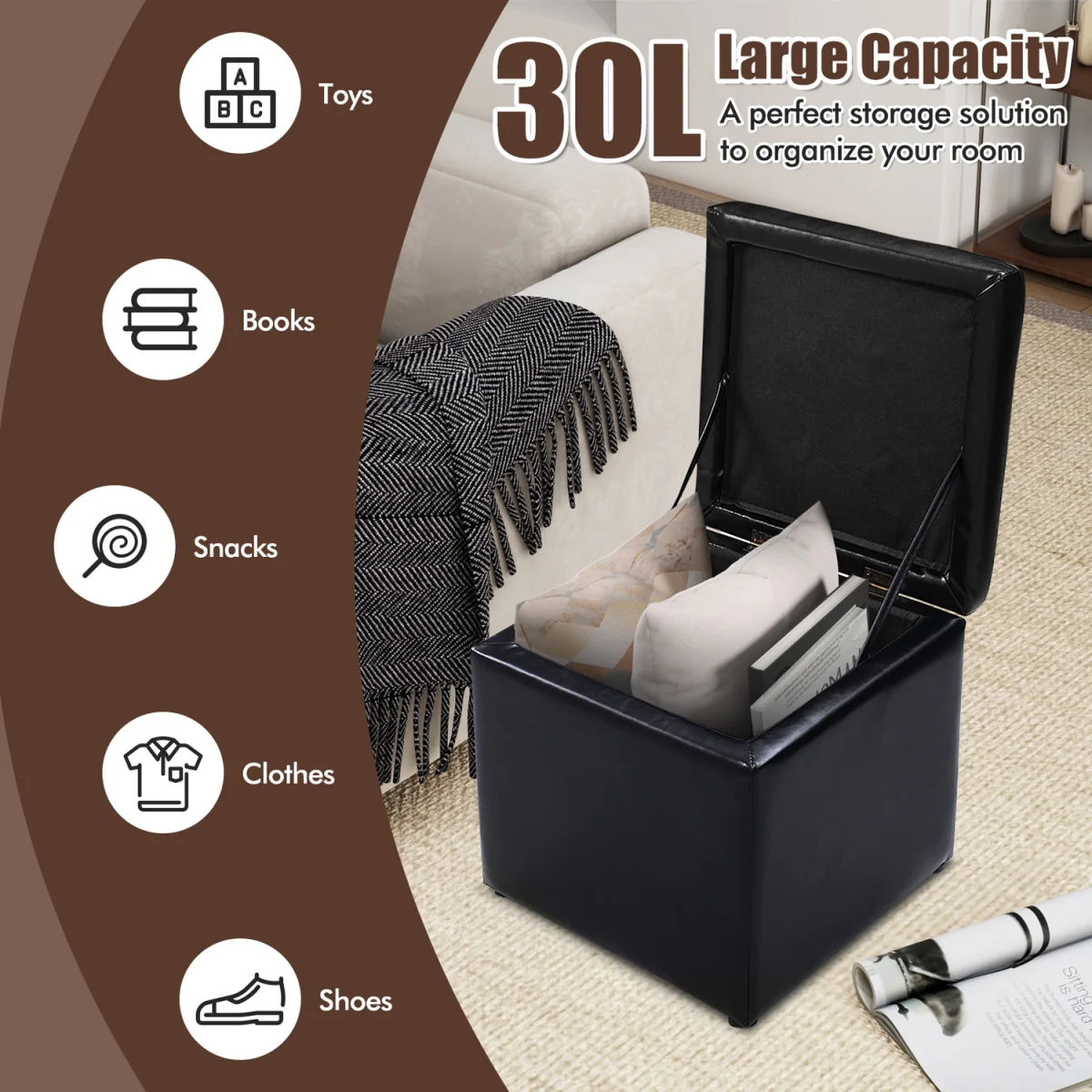 Seat Cube with Storage Space - Black – image 2