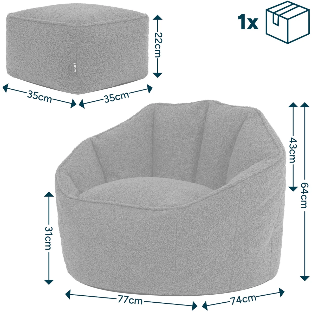 icon Boucle Sirena Accent Chair and Footstool Bundle, Olive - Olive – image 3