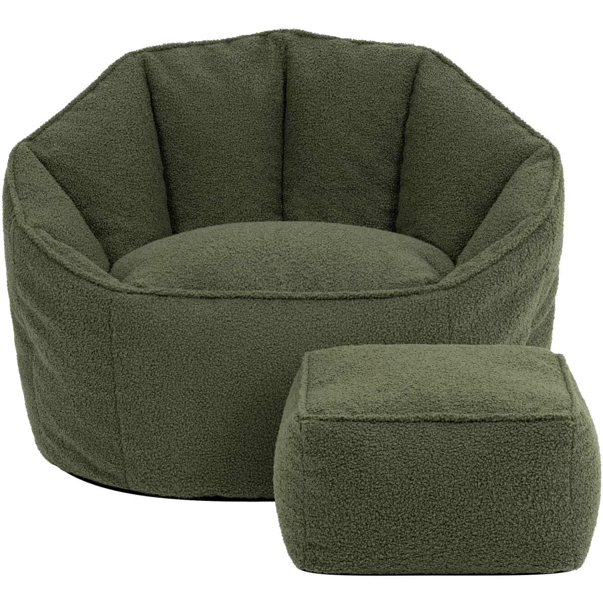 icon Boucle Sirena Accent Chair and Footstool Bundle, Olive - Olive – image 4