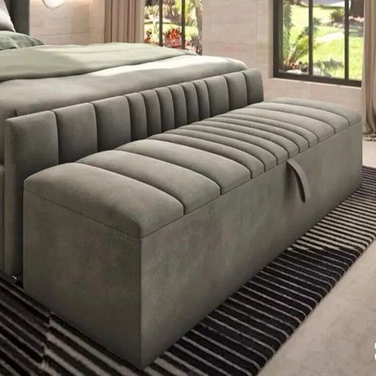 Saffar Ottoman Storage Blanket Box - Grey – image 2