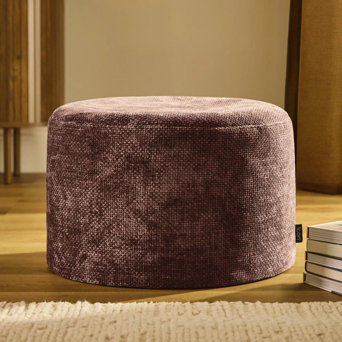 icon Milano Woven Chenille Footstool, Mulberry - Burgundy – image 1