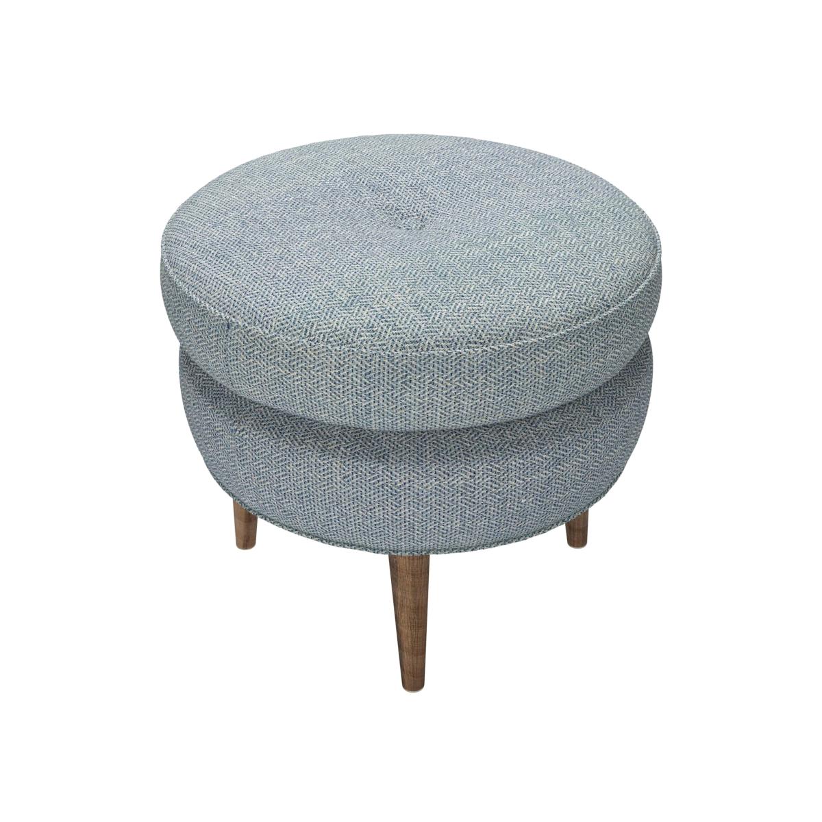 Felix Round Footstool in Cornflower Silky Jacquard Weave – image 1