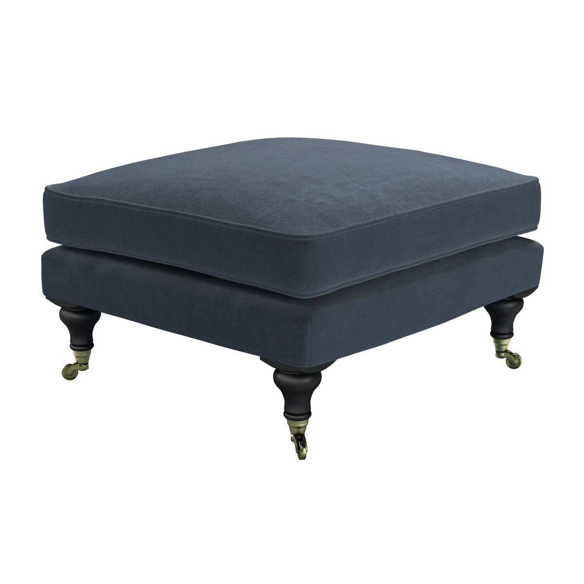 Bluebell Medium Square Footstool in Skyfall Cotton Matt Velvet