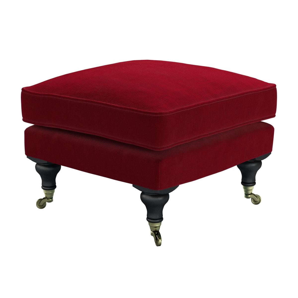 Bluebell Small Square Footstool in Malbec Cotton Matt Velvet – image 1