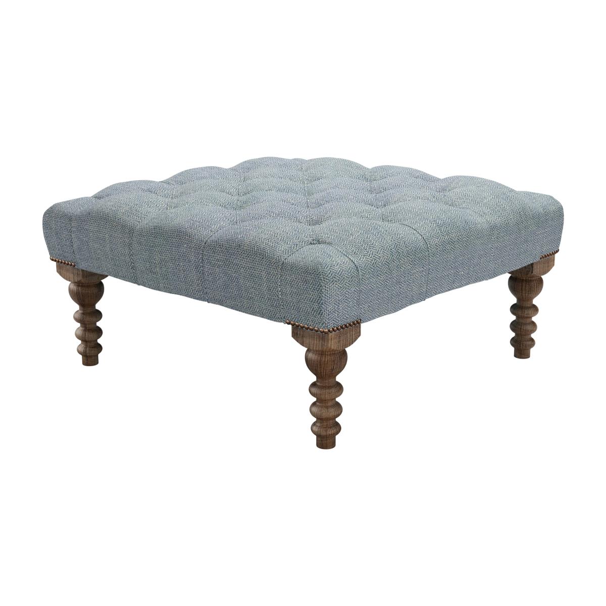 Valentin Medium Square Footstool in Cornflower Silky Jacquard Weave – image 1