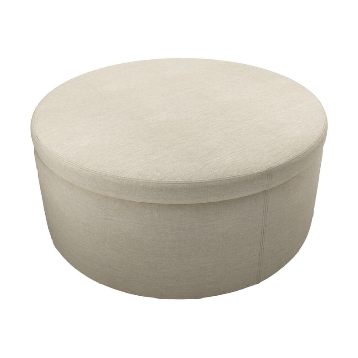 Luna Large Round Storage Footstool in Pampas Hygge Smart Linen – image 1
