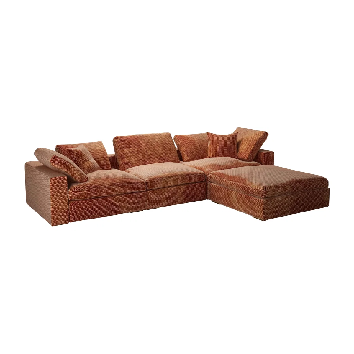 Long Island Complete Set with Footstool in Pomegranate Bubble Velvet – image 1