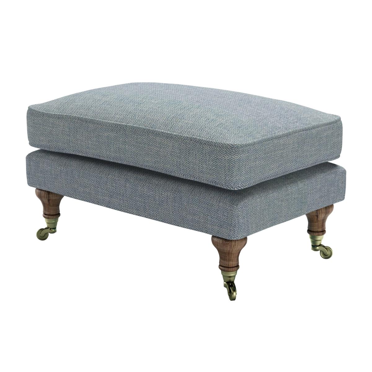 Bluebell Medium Rectangular Footstool in Cornflower Silky Jacquard Weave – image 1