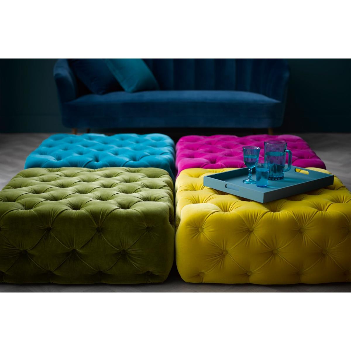 Georgette Medium Square Footstool in Pampas Hygge Smart Linen – image 2