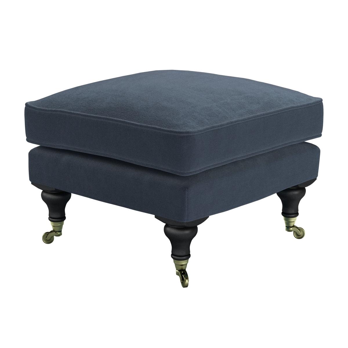 Bluebell Small Square Footstool in Skyfall Cotton Matt Velvet – image 1
