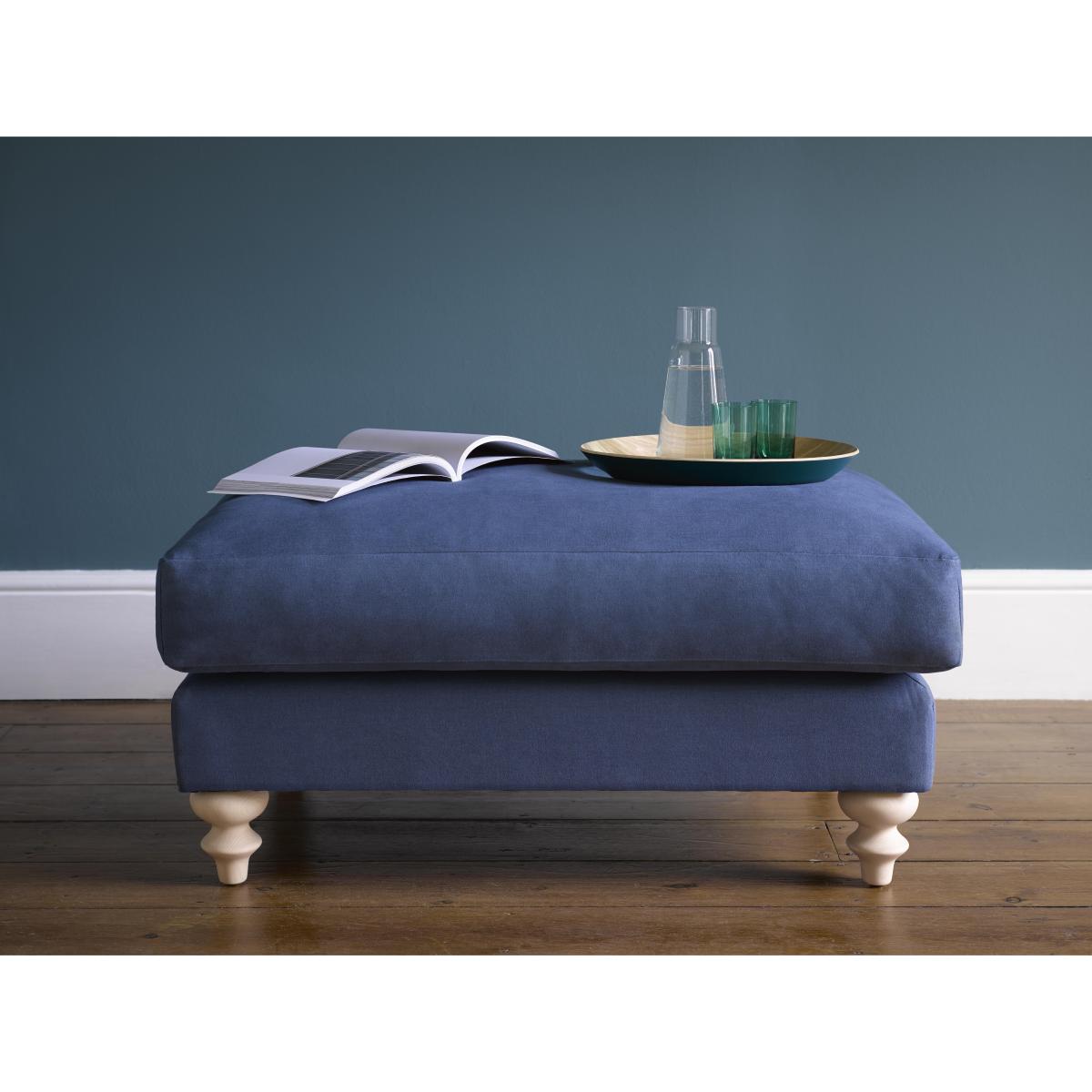 Teddy Large Rectangular Footstool in Liquorice Baylee Multi-Tone Viscose Linen – image 2