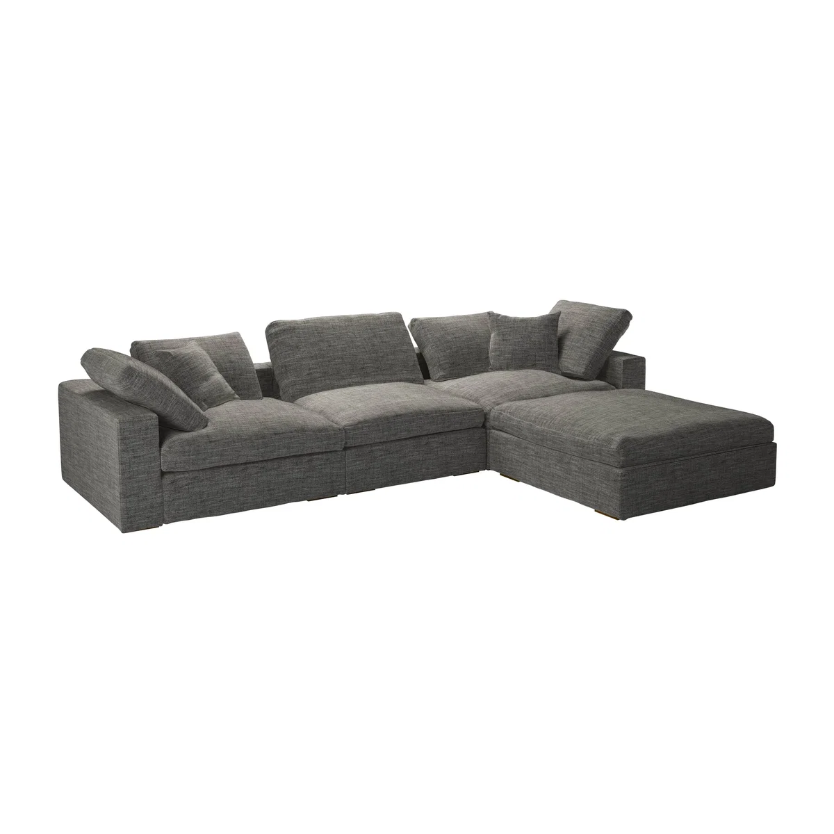 Long Island Complete Set with Footstool in Liquorice Baylee Multi-Tone Viscose Linen – image 1
