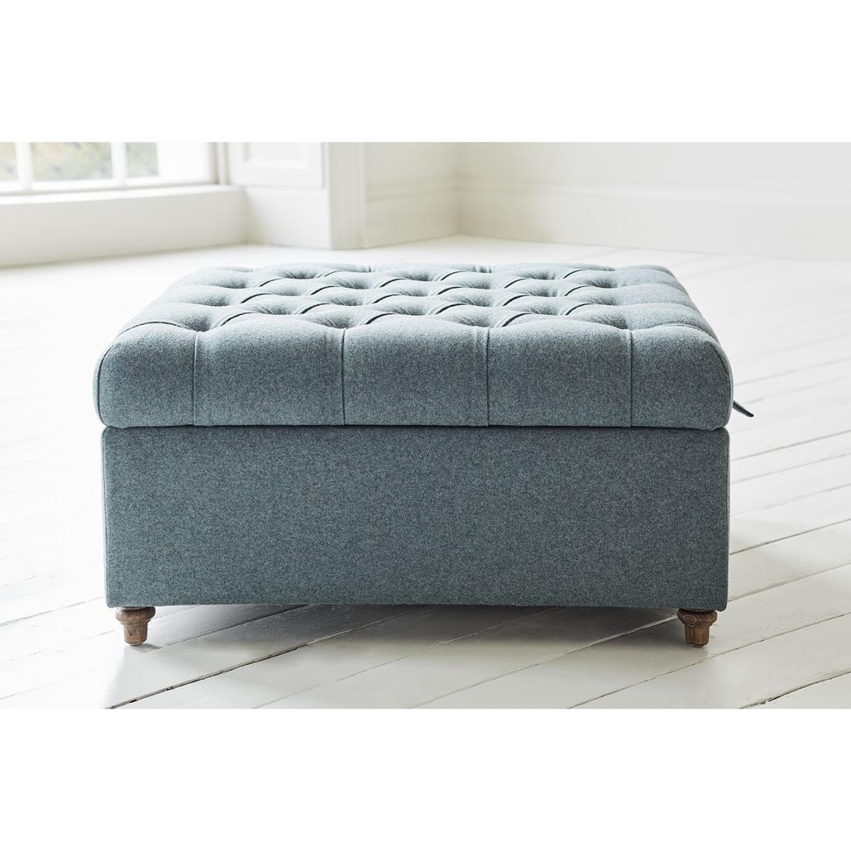 Valentin Medium Rectangular Storage Footstool in Fawn Aquaclean Clever Velvet – image 3