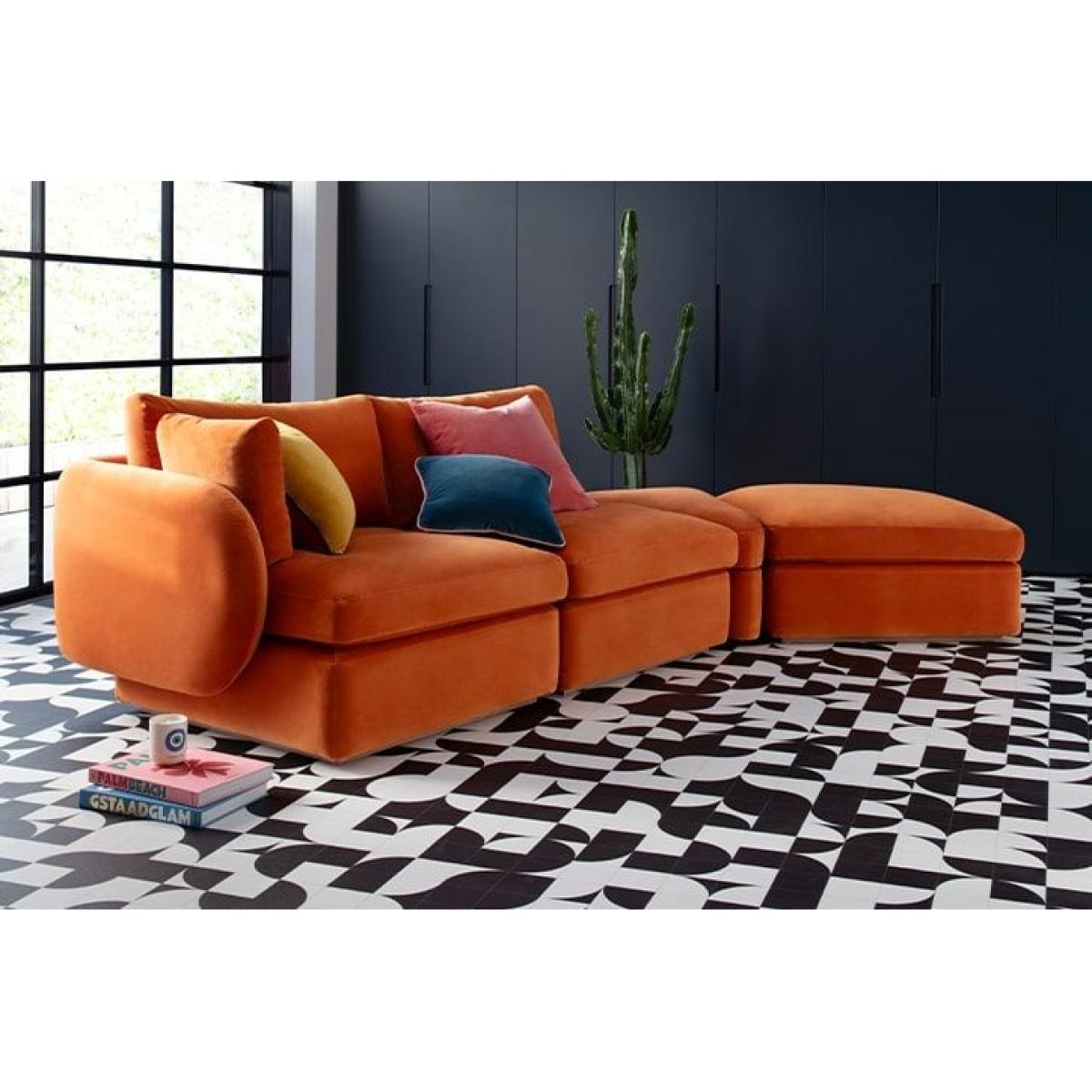 Ren Modular Storage Footstool in Greige Florence Textured Weave – image 5
