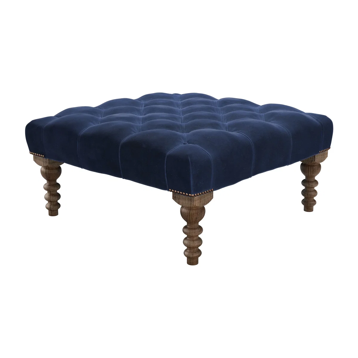 Valentin Medium Square Footstool in Cruise Smart Velvet - sofa.com – image 1