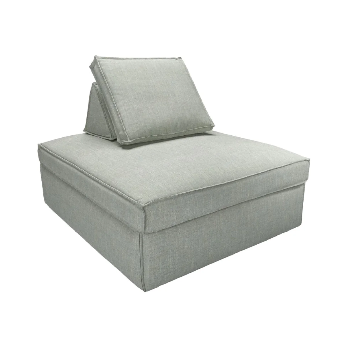 Harry Large Pouffe with bolster cushion in Sea Glass Baylee Viscose Linen - sofa.com