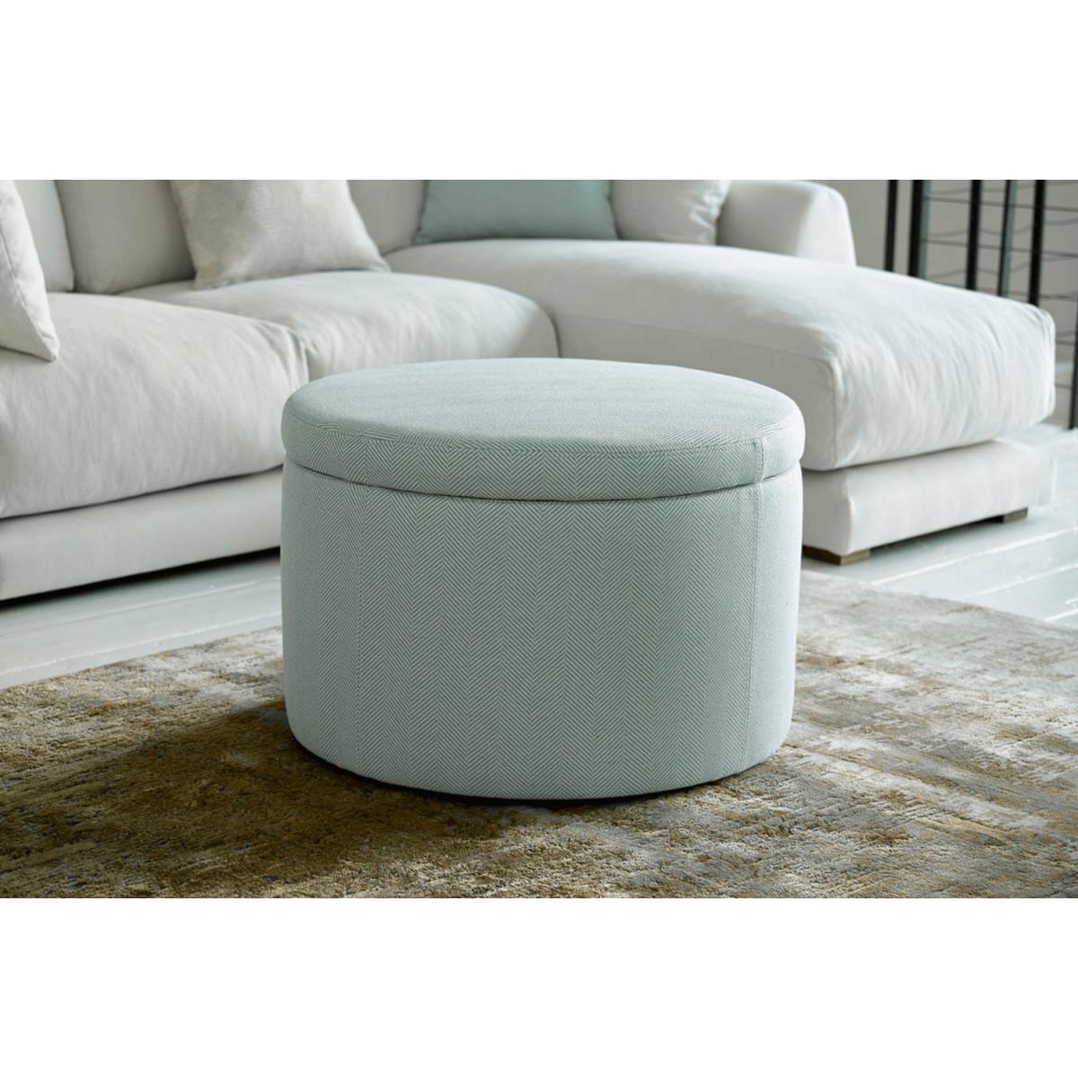 Luna Small Round Storage Footstool in Pampas Hygge Smart Linen – image 3