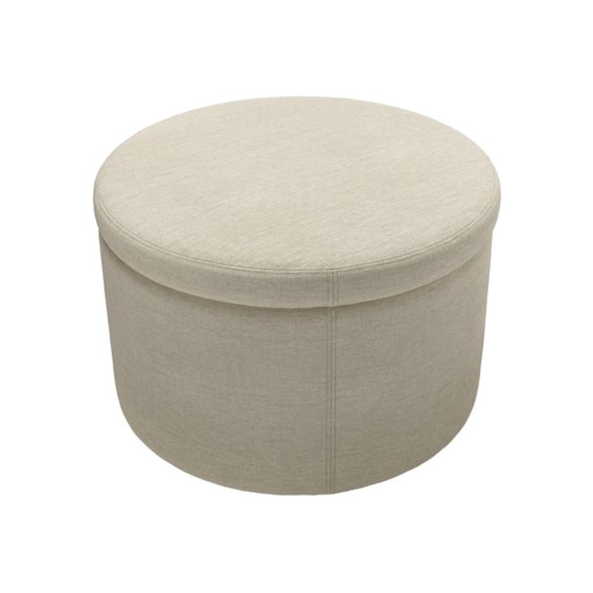 Luna Small Round Storage Footstool in Pampas Hygge Smart Linen – image 1
