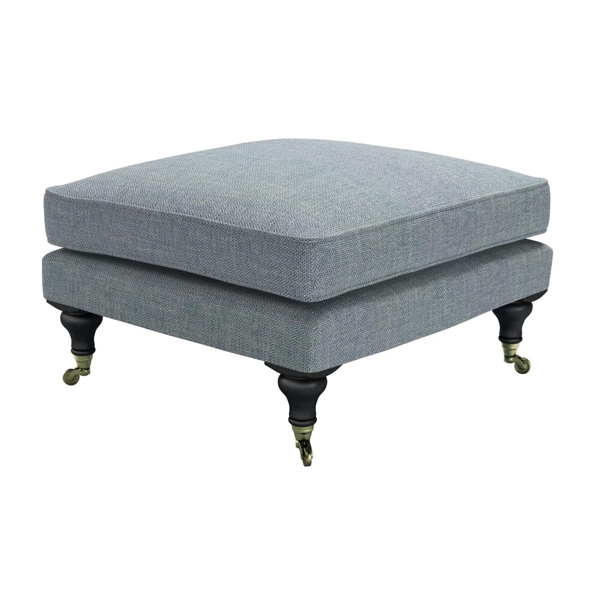 Bluebell Medium Square Footstool in Cornflower Silky Jacquard Weave – image 1