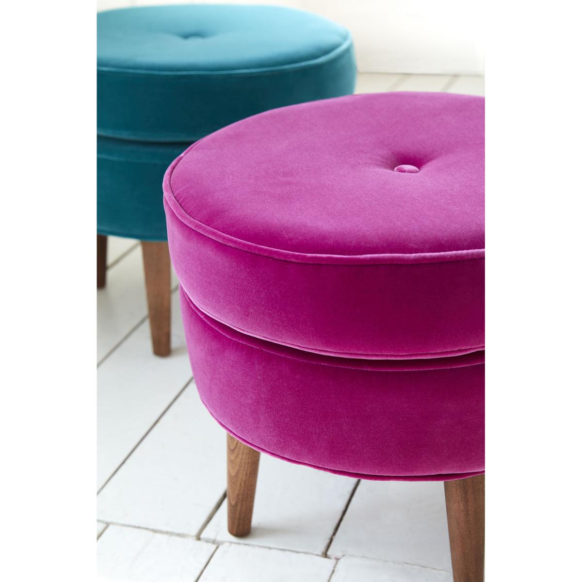 Felix Round Footstool in Pampas Hygge Smart Linen – image 3