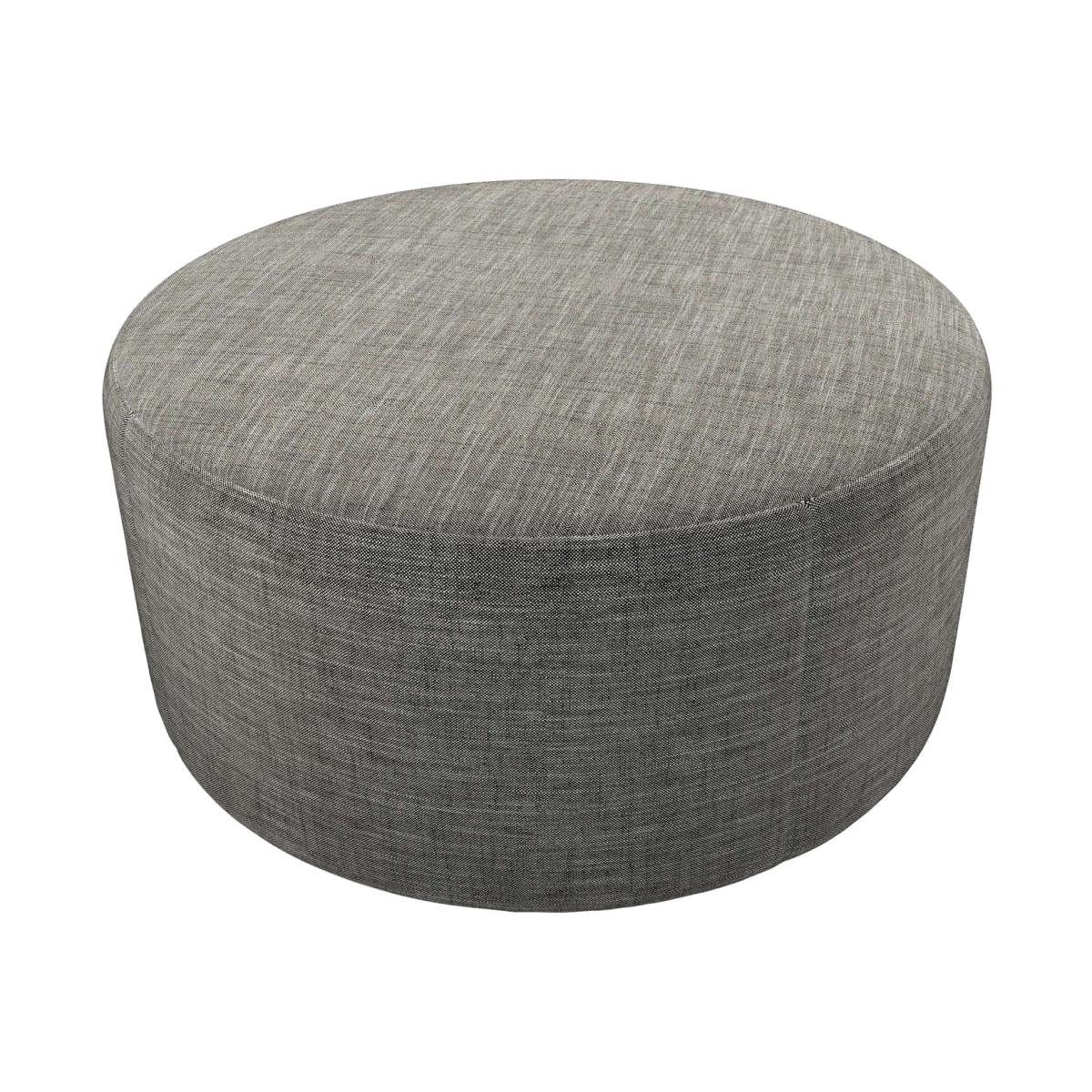 Luna Large Round Footstool in Liquorice Baylee Multi-Tone Viscose Linen – image 1