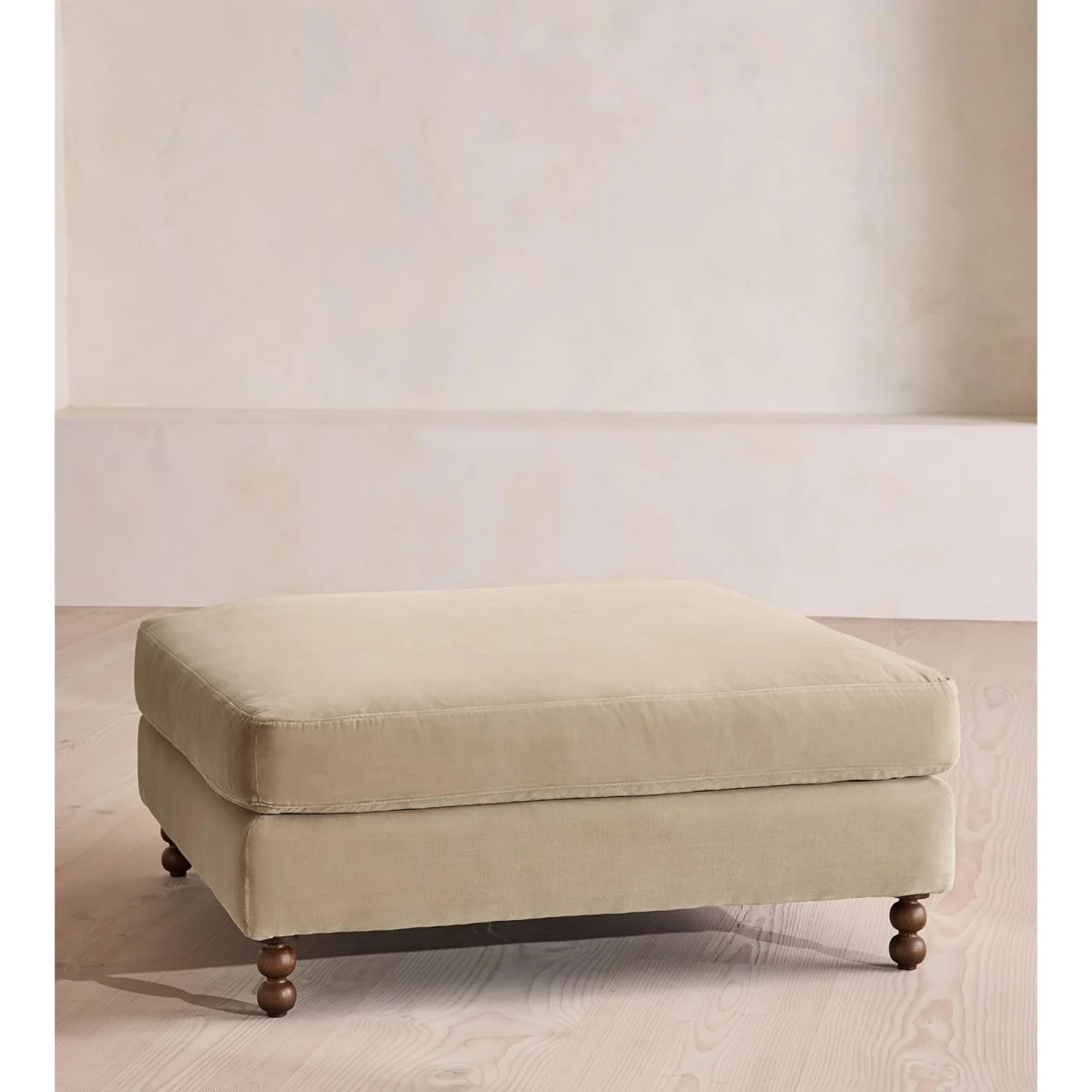 Audrey Square Ottoman, Velvet, Oyster, UK – image 2