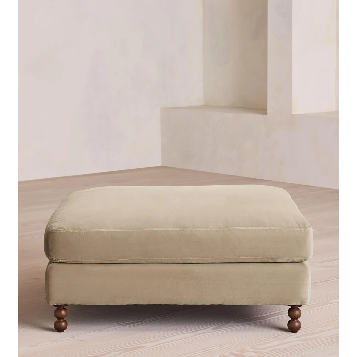 Audrey Square Ottoman, Velvet, Oyster, UK – image 3
