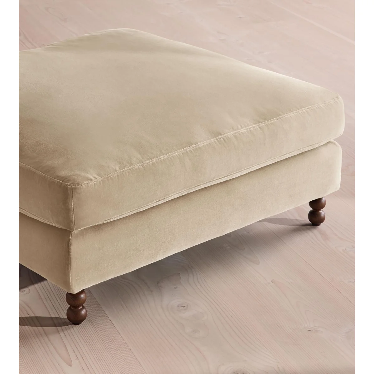 Audrey Square Ottoman, Velvet, Oyster, UK – image 4