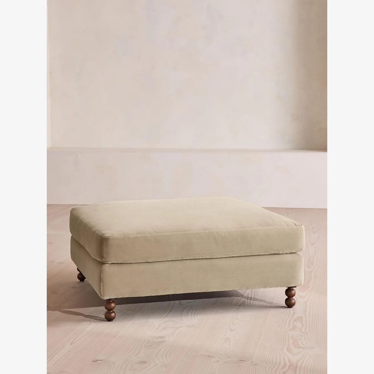 Audrey Square Ottoman, Velvet, Oyster, UK – image 1