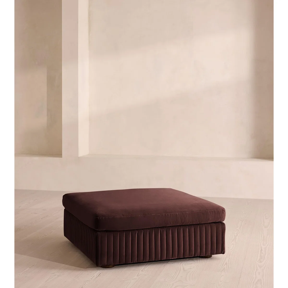 Oona Ottoman, Velvet, Aubergine, UK – image 2