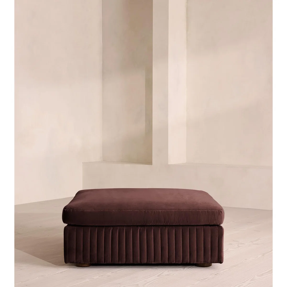 Oona Ottoman, Velvet, Aubergine, UK – image 3