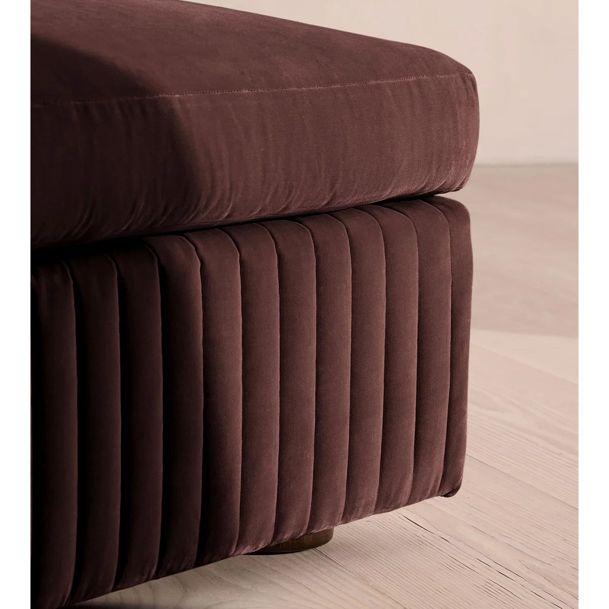 Oona Ottoman, Velvet, Aubergine, UK – image 5