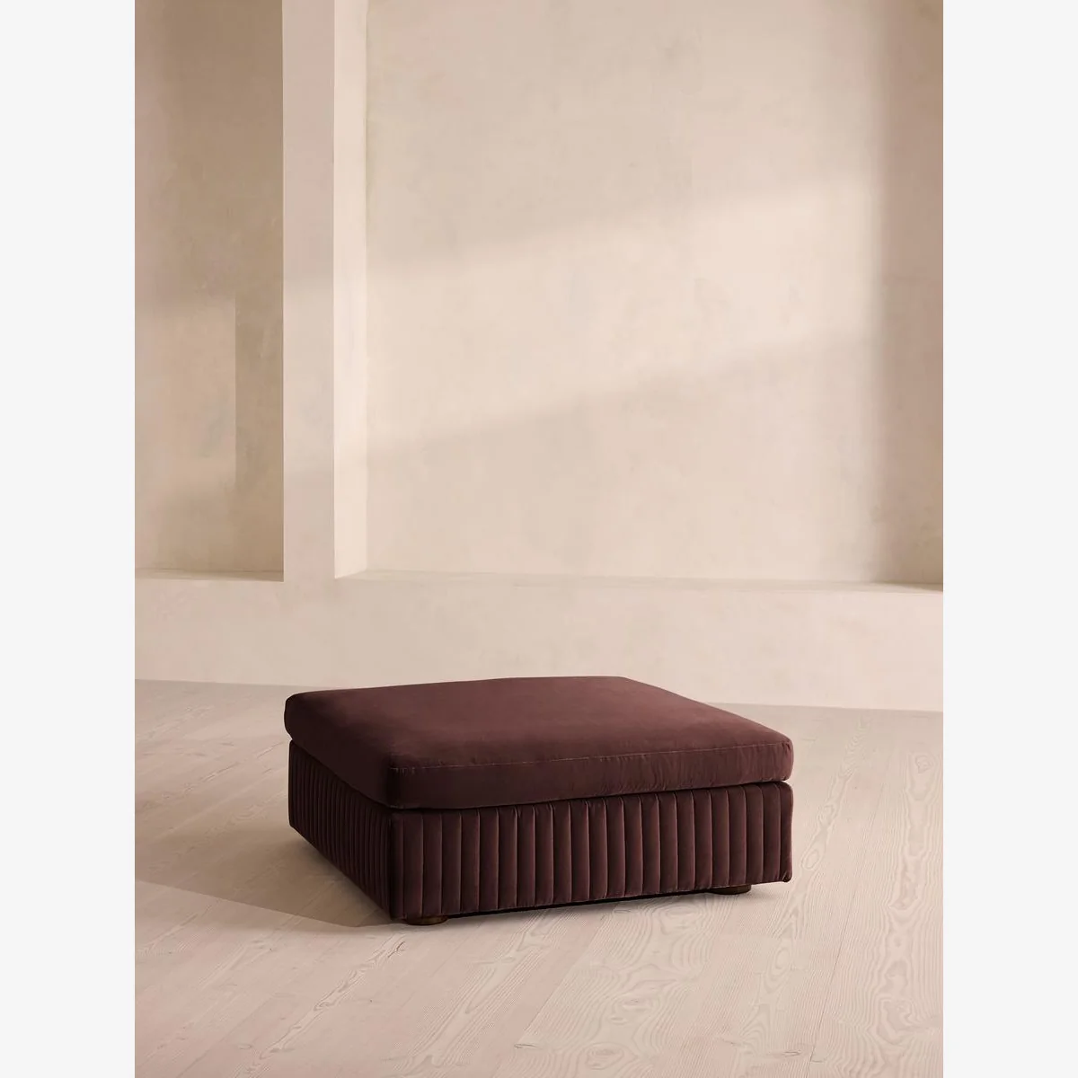 Oona Ottoman, Velvet, Aubergine, UK – image 1