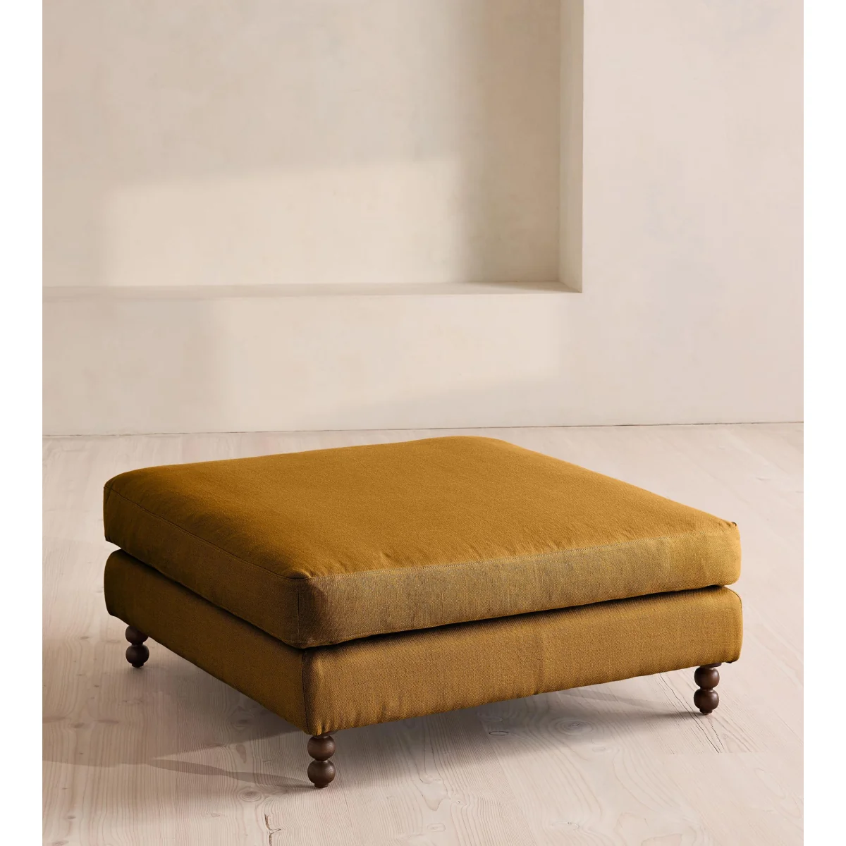 Audrey Square Ottoman, Linen, Turmeric, UK – image 2