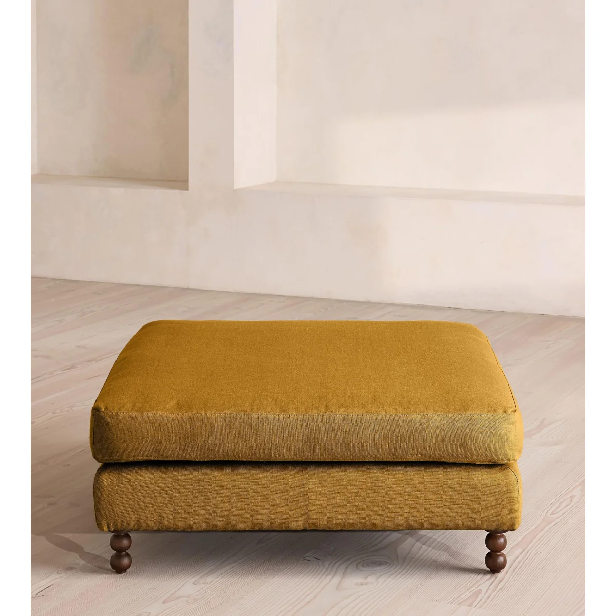 Audrey Square Ottoman, Linen, Turmeric, UK – image 3