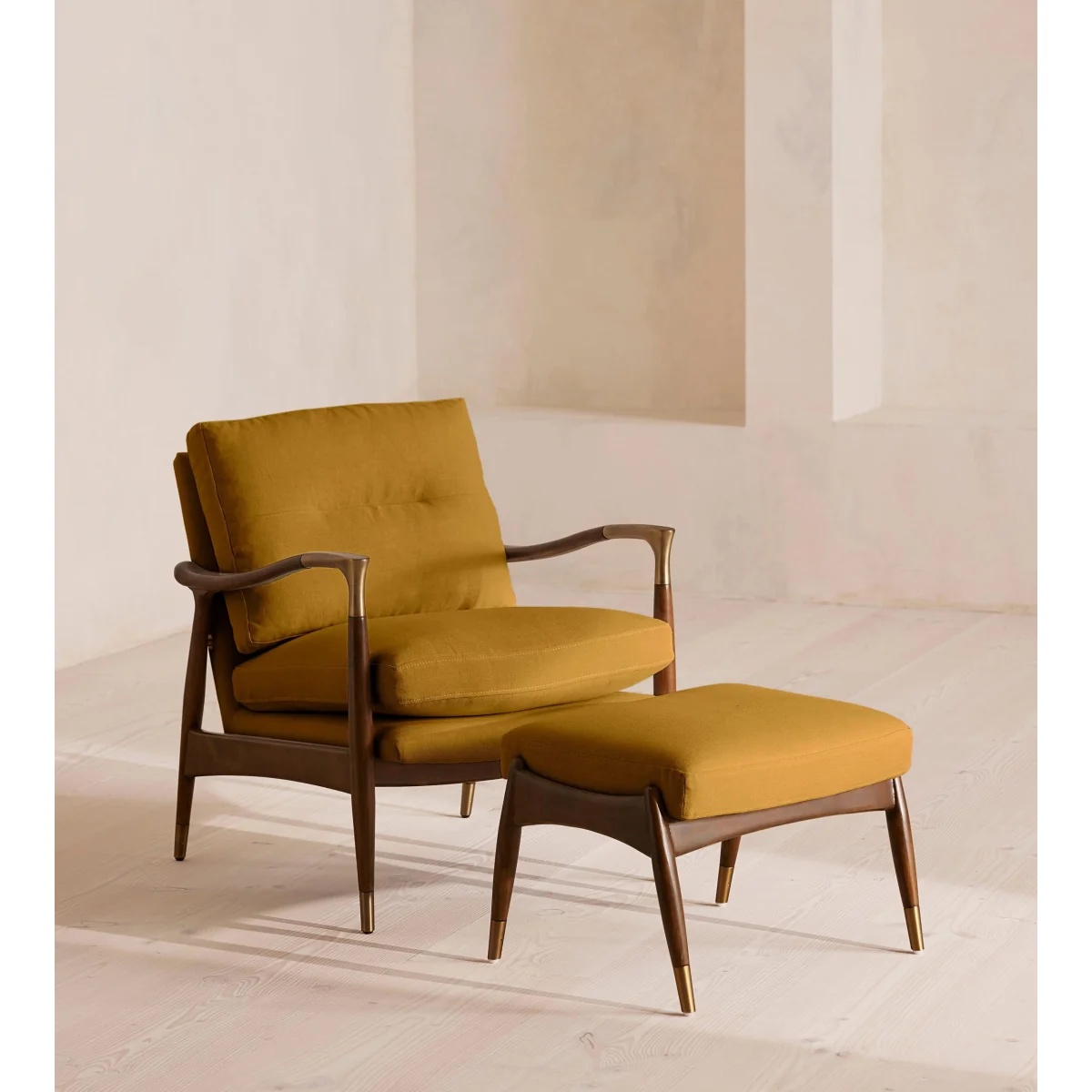 Theodore Footstool, Linen, Turmeric, UK – image 6