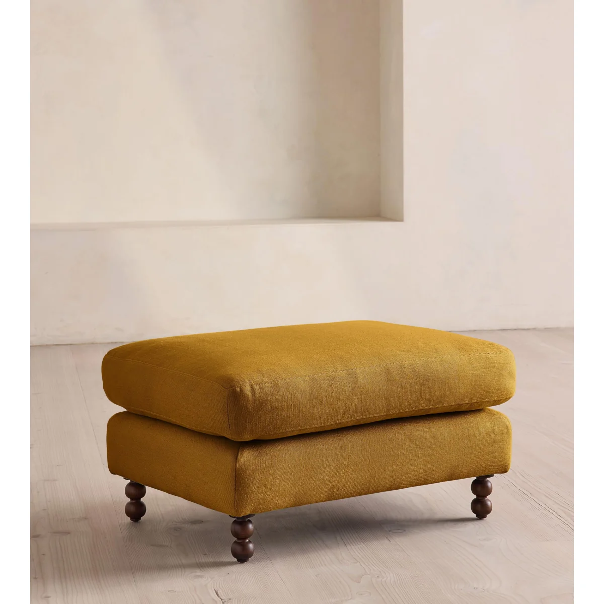 Audrey Rectangle Ottoman, Linen, Turmeric, UK – image 2