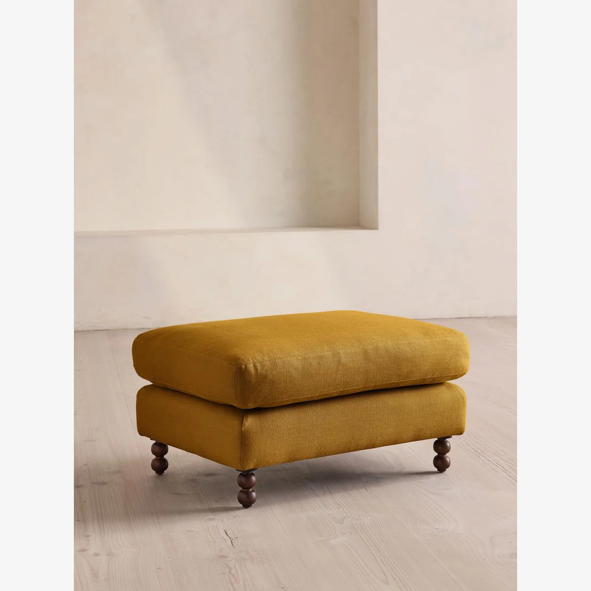 Audrey Rectangle Ottoman, Linen, Turmeric, UK – image 1
