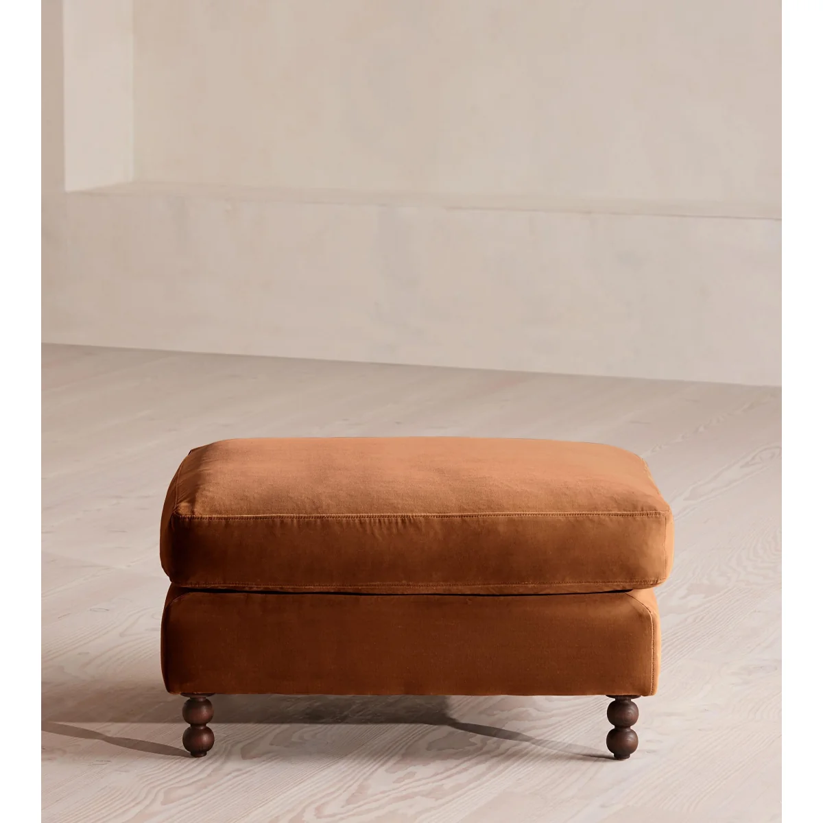 Audrey Rectangle Ottoman, Velvet, Cinnamon, UK – image 3