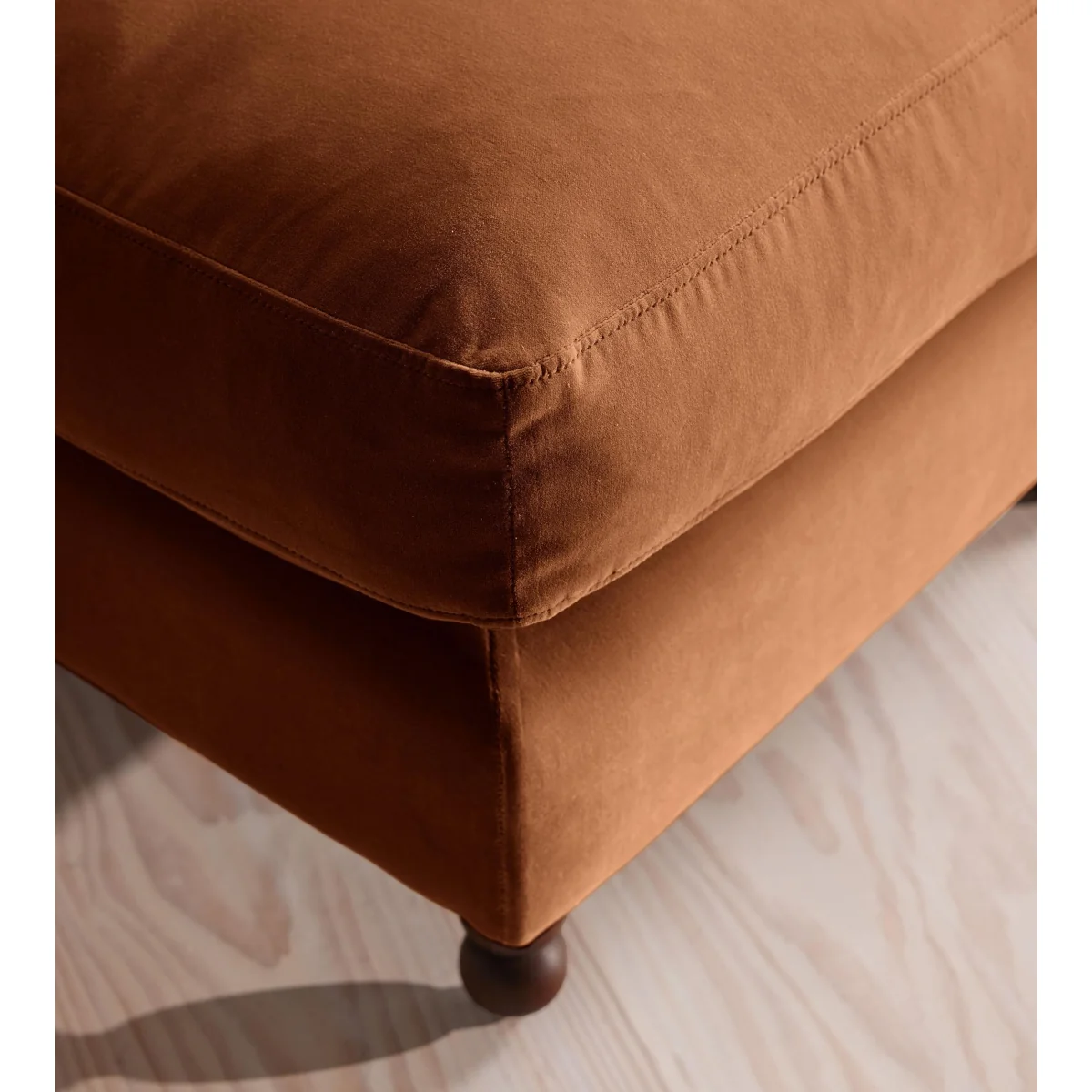 Audrey Rectangle Ottoman, Velvet, Cinnamon, UK – image 5