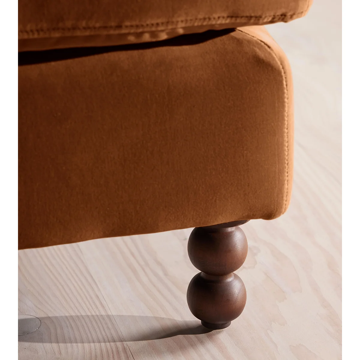Audrey Rectangle Ottoman, Velvet, Cinnamon, UK – image 6
