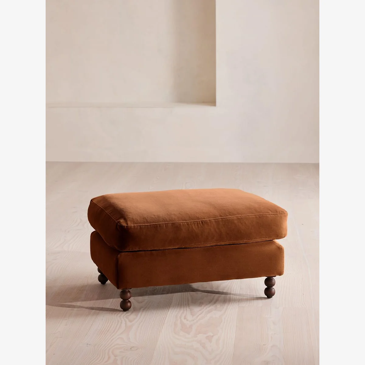 Audrey Rectangle Ottoman, Velvet, Cinnamon, UK – image 1