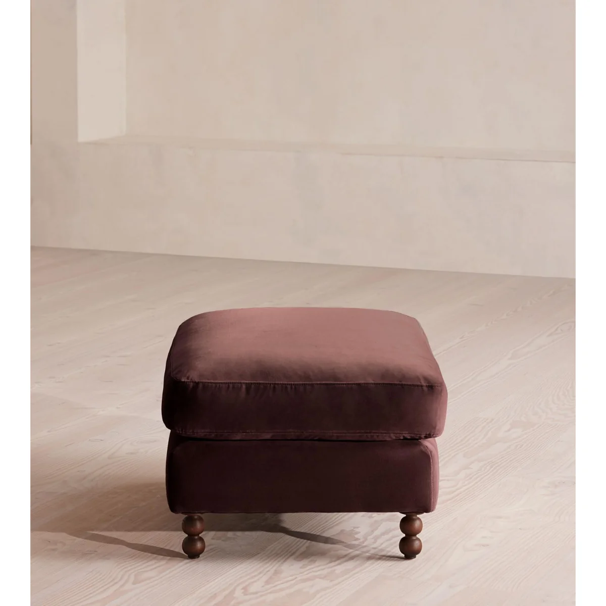 Audrey Rectangle Ottoman, Velvet, Aubergine, UK – image 4